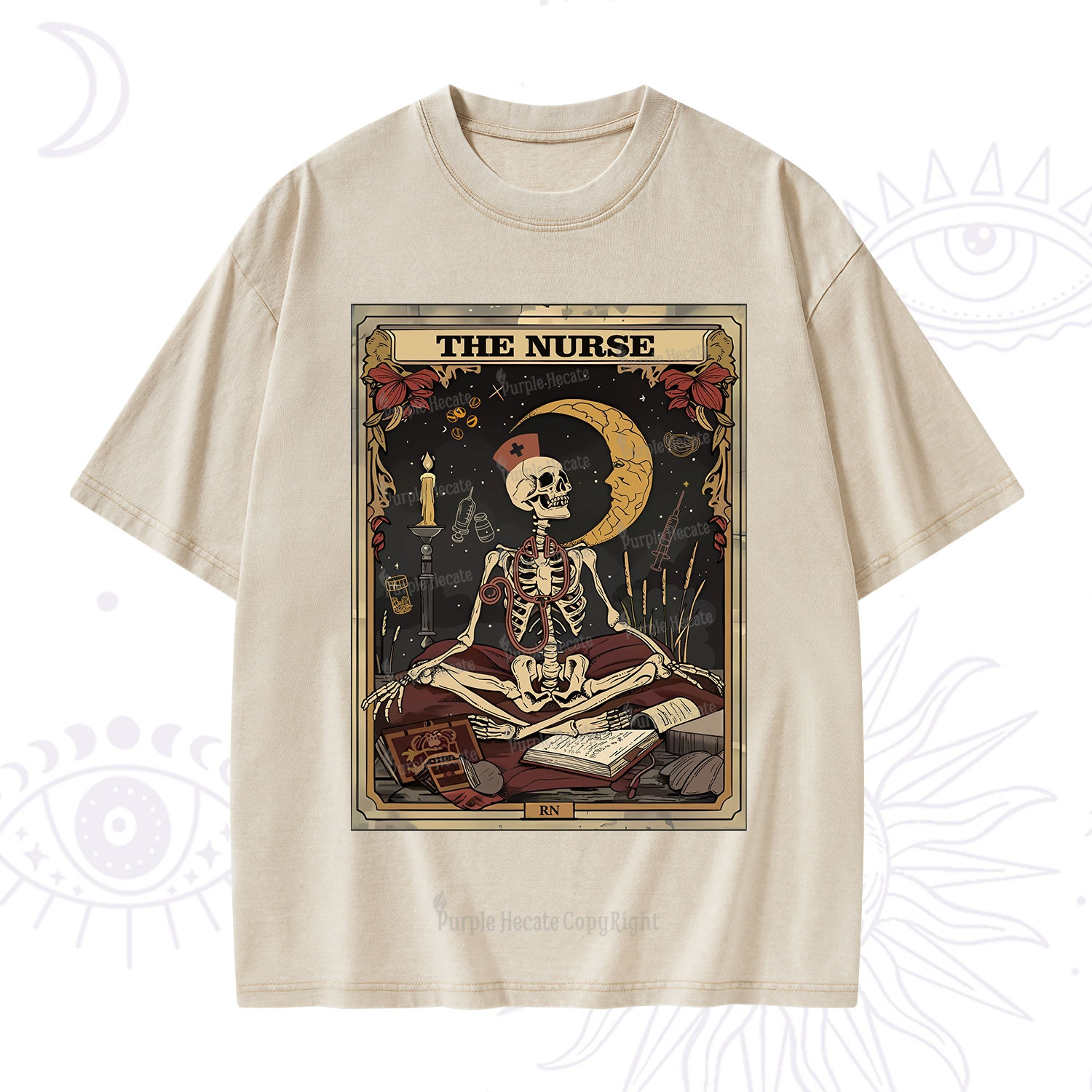 Purplehecate the nurse Tarot Card Washed T-Shirt