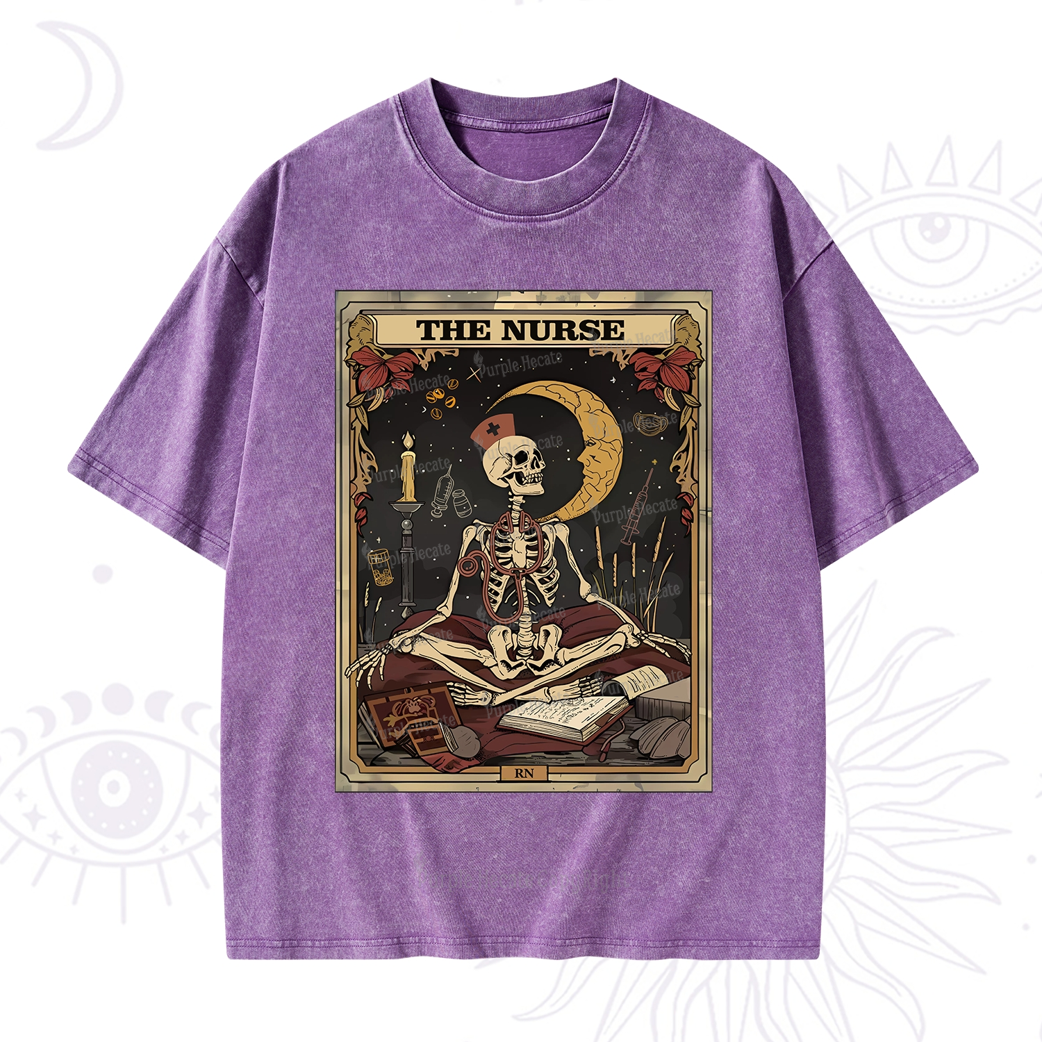 Purplehecate the nurse Tarot Card Washed T-Shirt