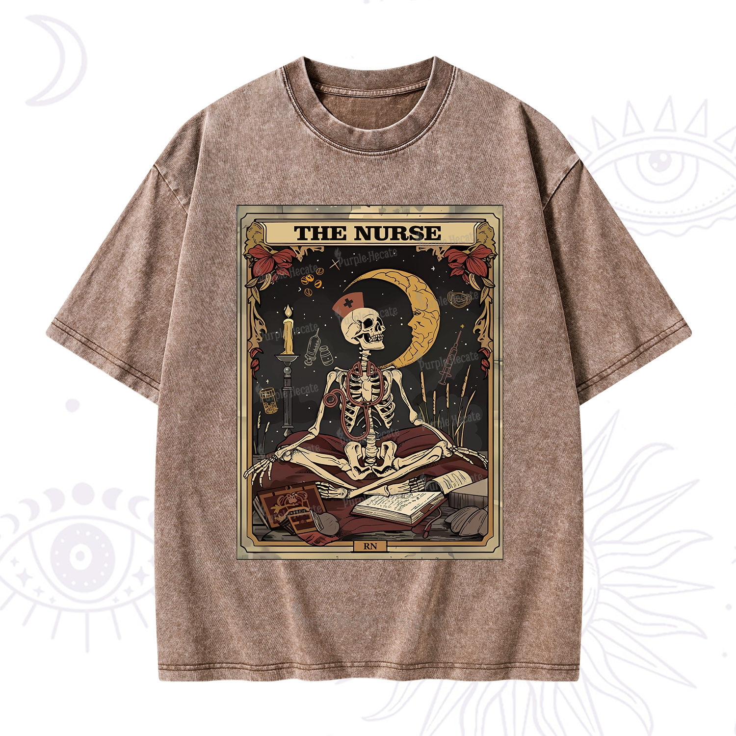 Purplehecate the nurse Tarot Card Washed T-Shirt