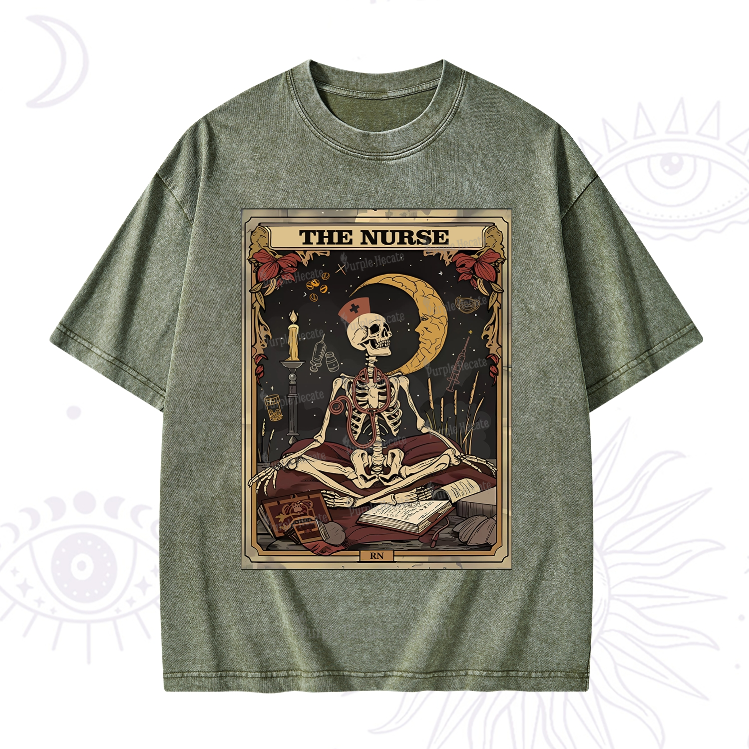 Purplehecate the nurse Tarot Card Washed T-Shirt