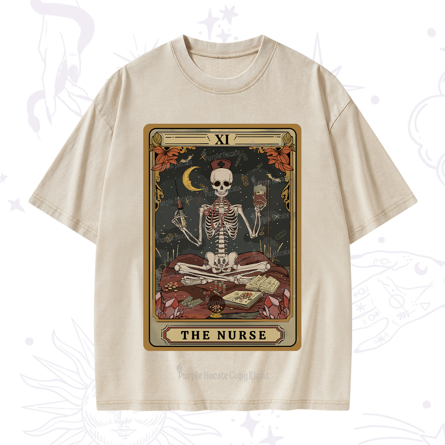 Purplehecate The Nurse Tarot Washed T-Shirt