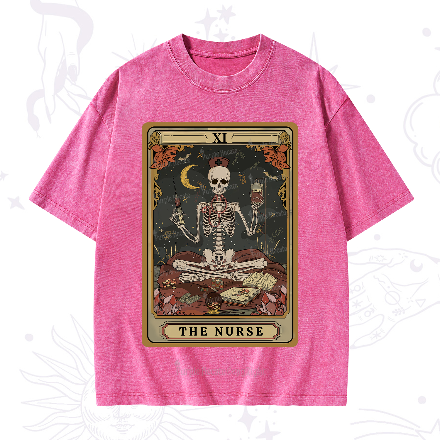 Purplehecate The Nurse Tarot Washed T-Shirt
