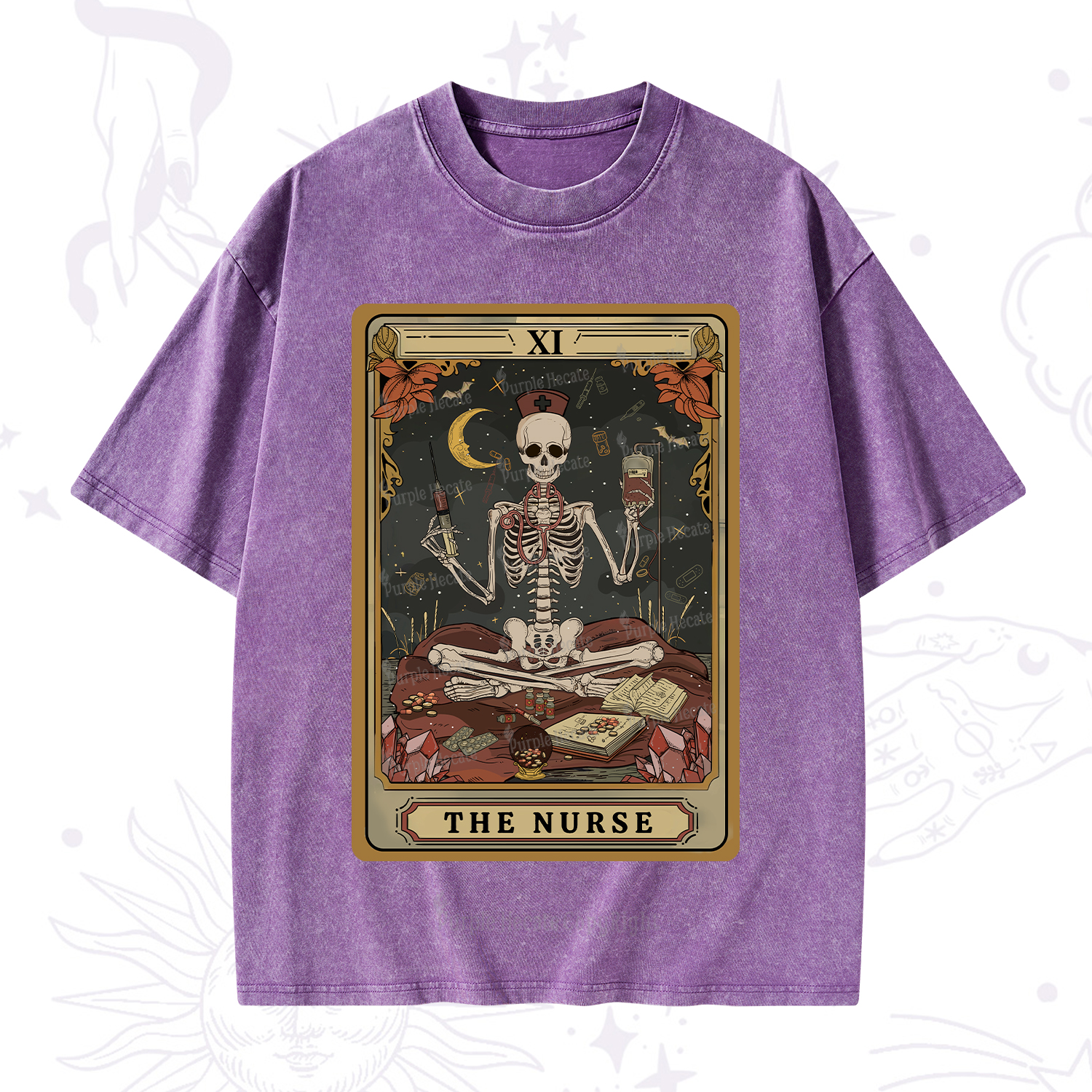Purplehecate The Nurse Tarot Washed T-Shirt
