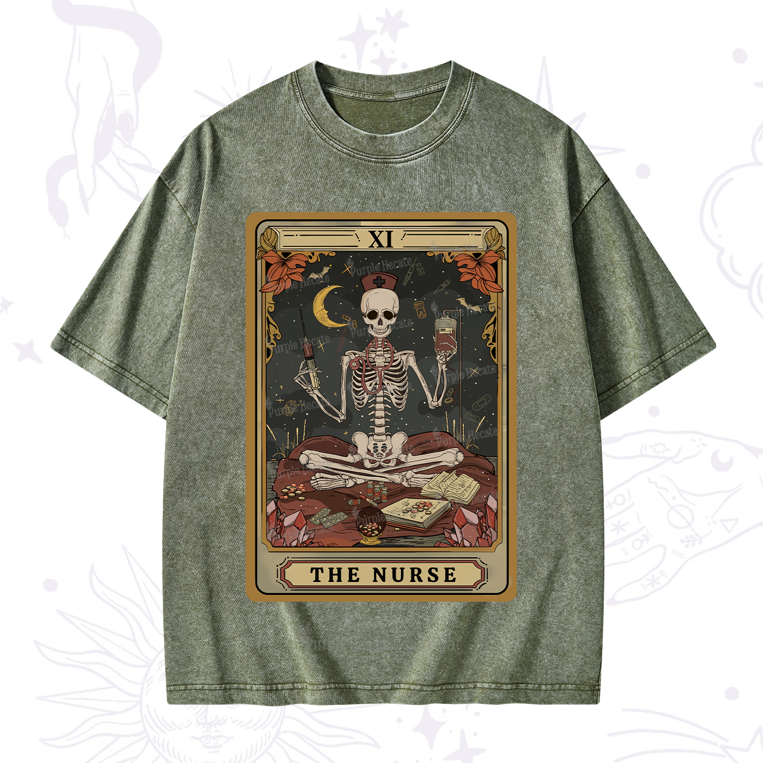 Purplehecate The Nurse Tarot Washed T-Shirt
