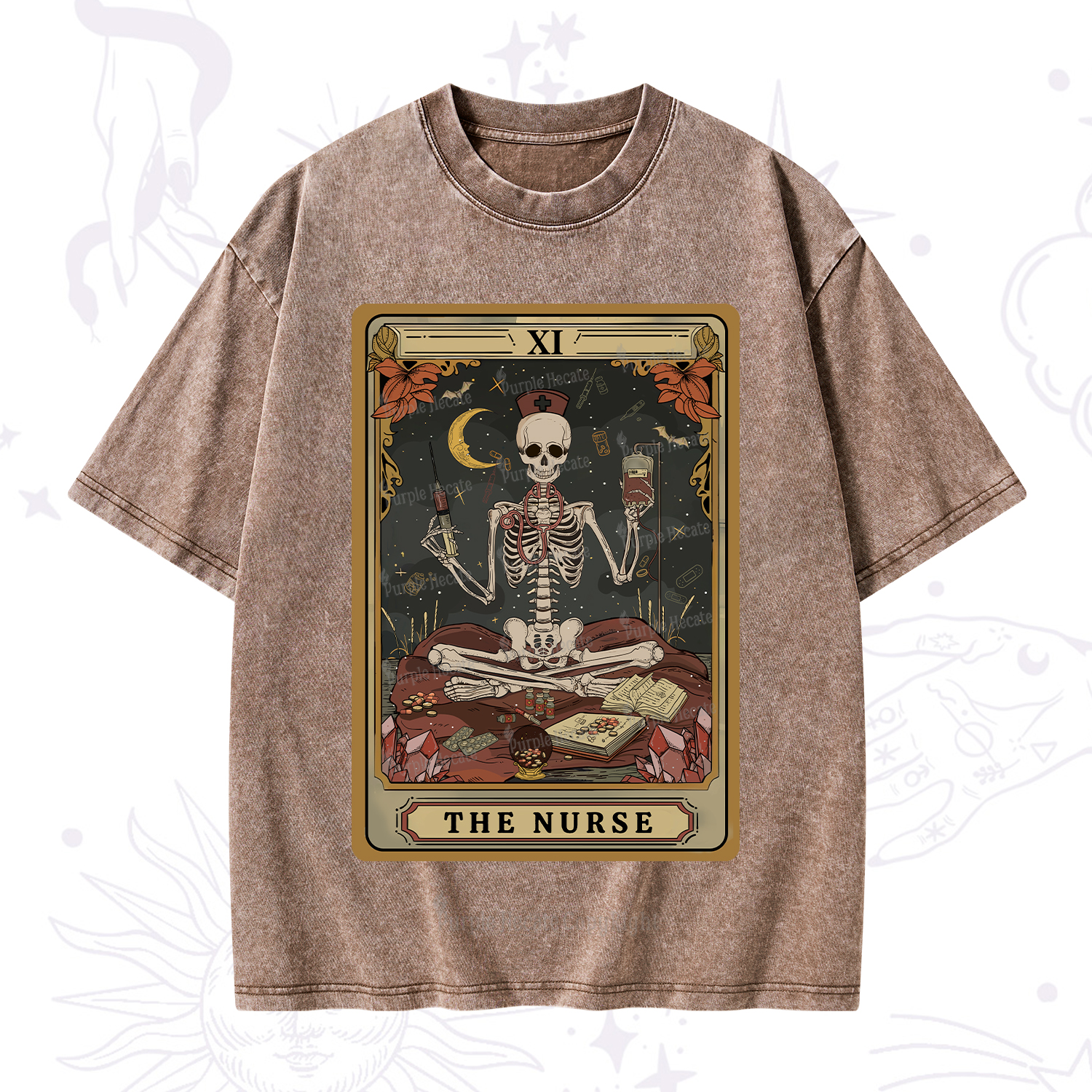 Purplehecate The Nurse Tarot Washed T-Shirt