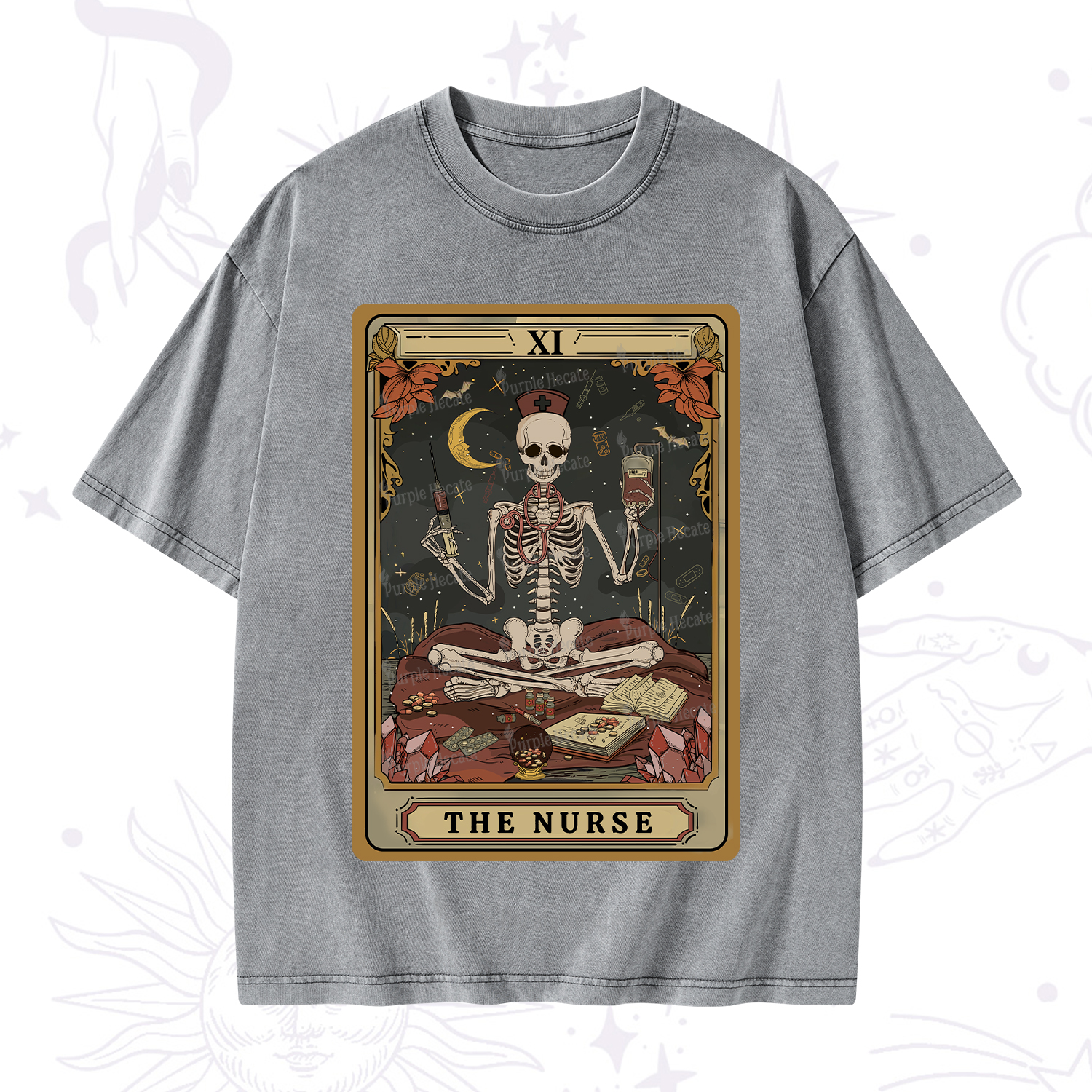 Purplehecate The Nurse Tarot Washed T-Shirt