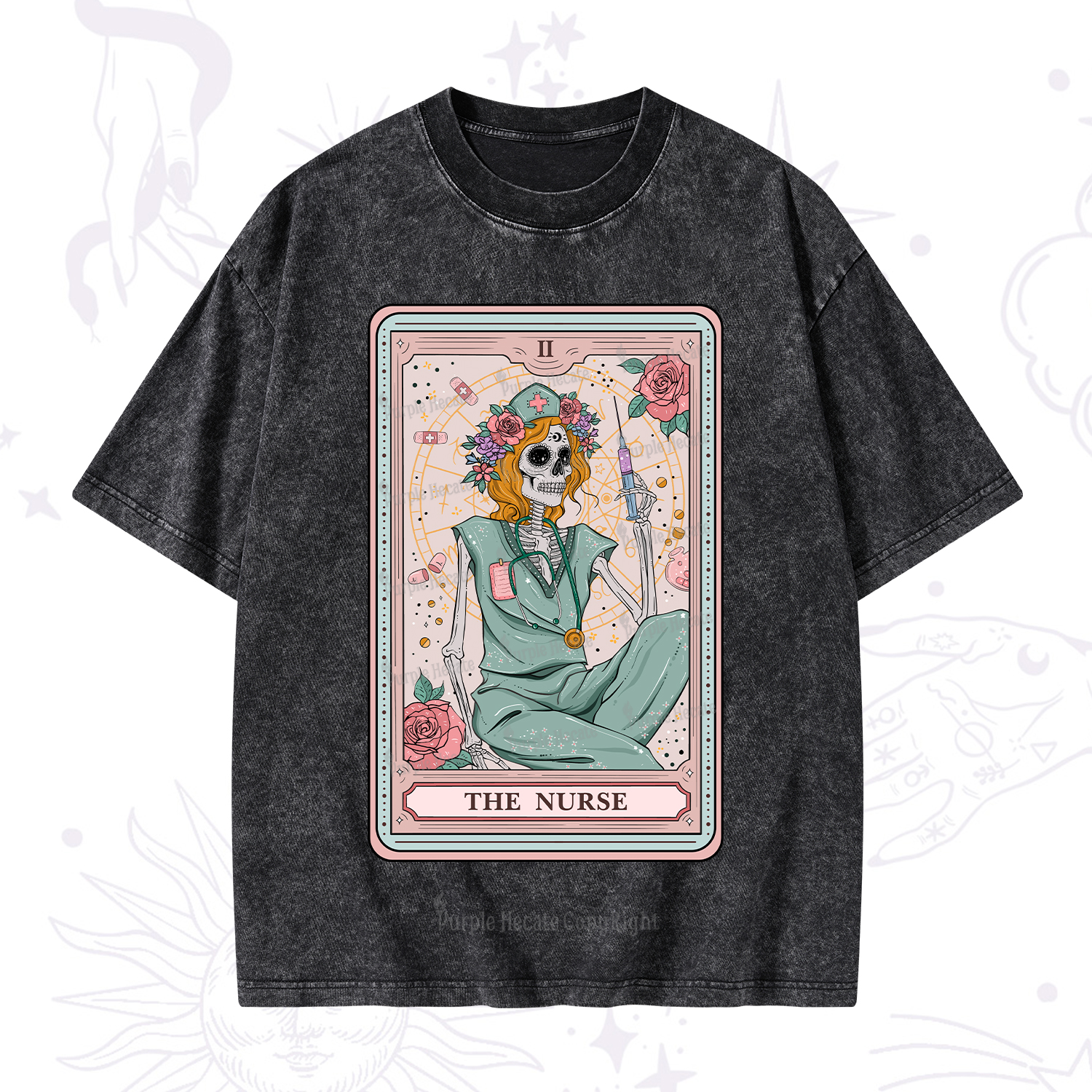Purplehecate The Nurse Tarot Card Washed T-Shirt