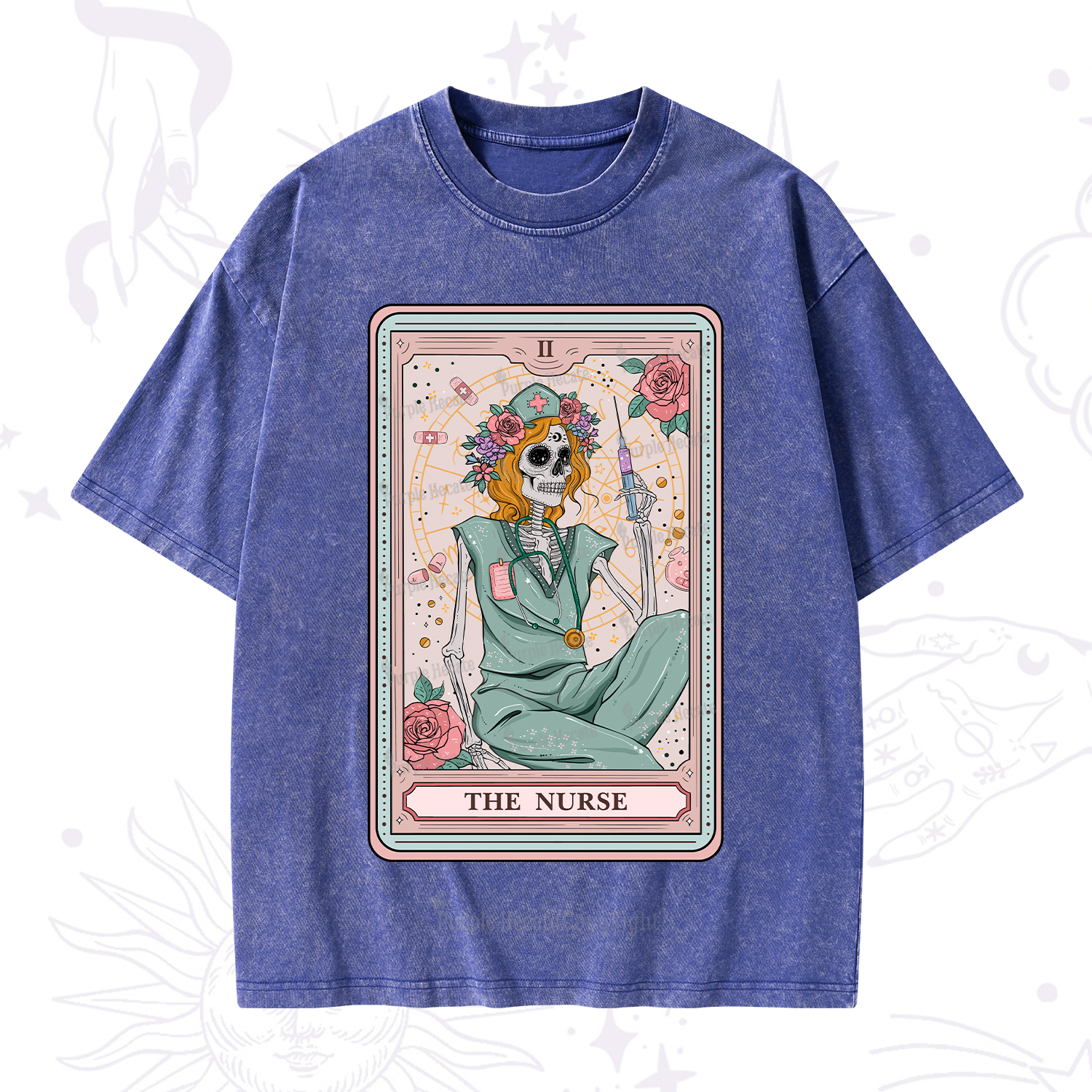 Purplehecate The Nurse Tarot Card Washed T-Shirt