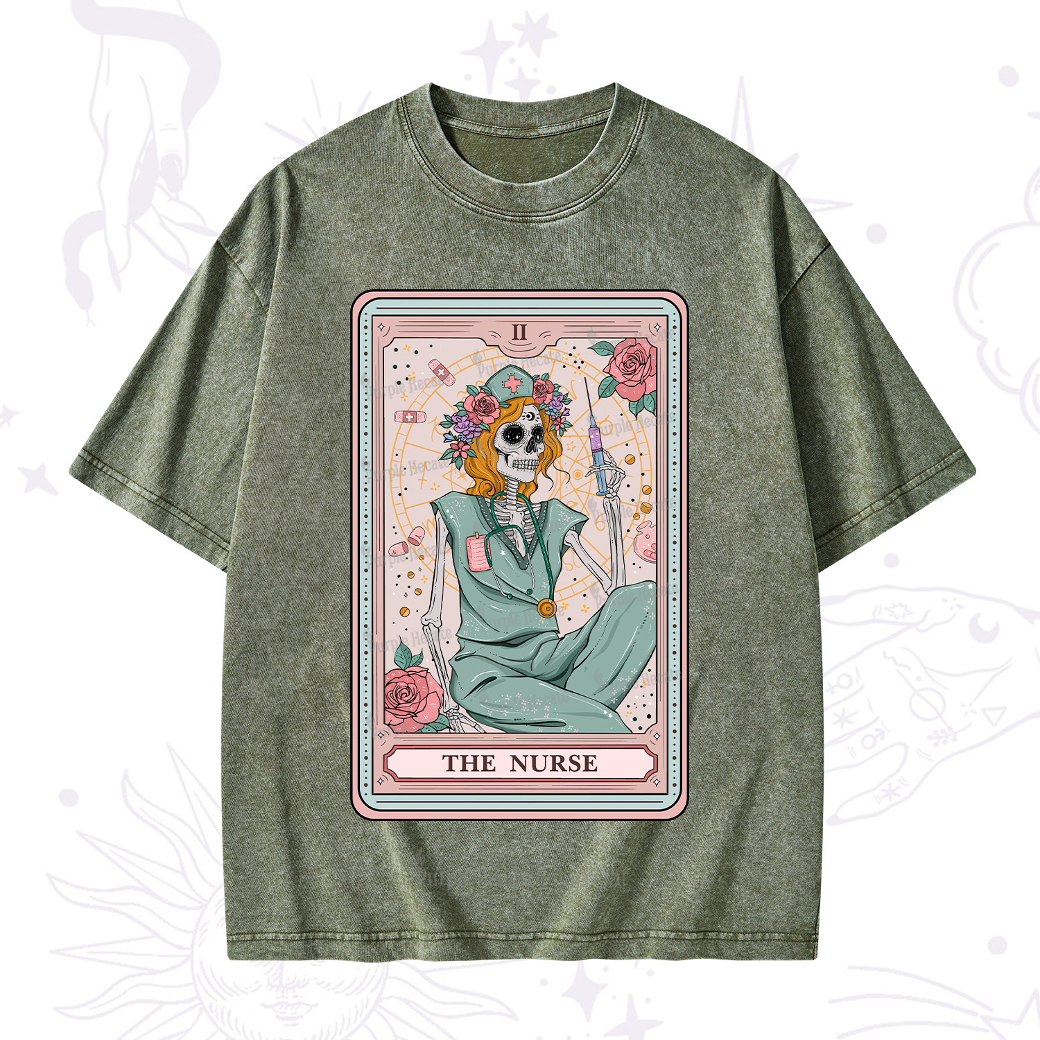 Purplehecate The Nurse Tarot Card Washed T-Shirt