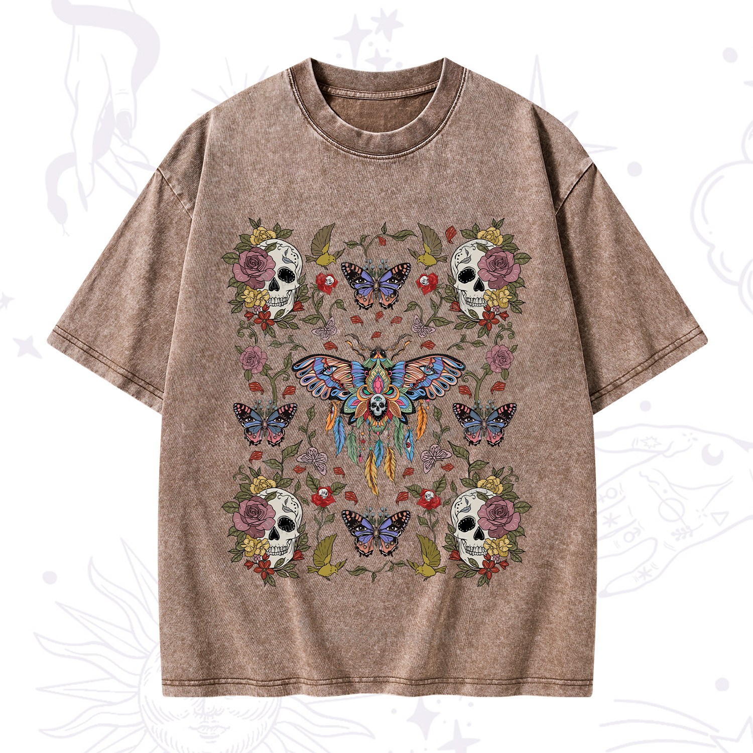 Purplehecate Moths Dancing Washed T-Shirt