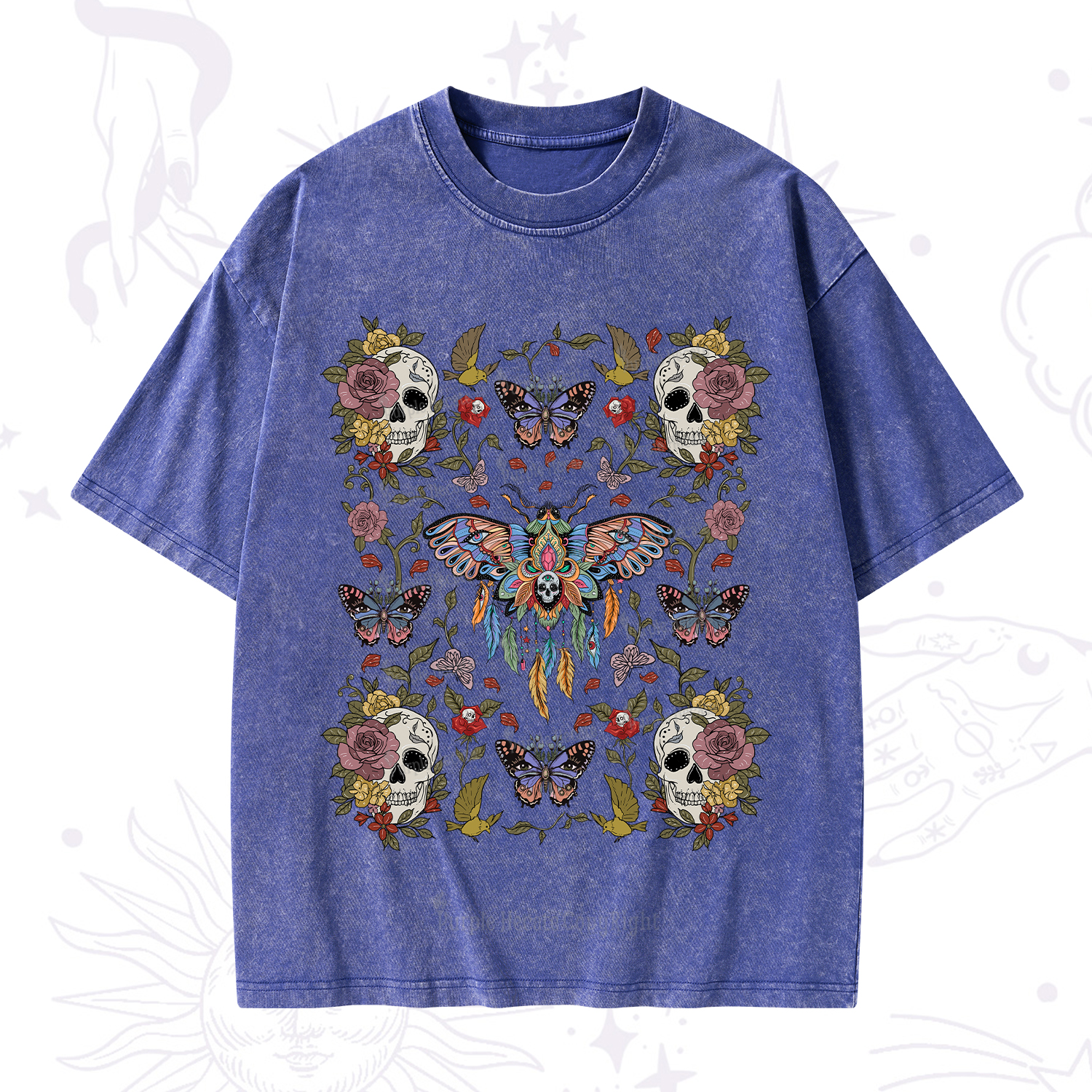 Purplehecate Moths Dancing Washed T-Shirt