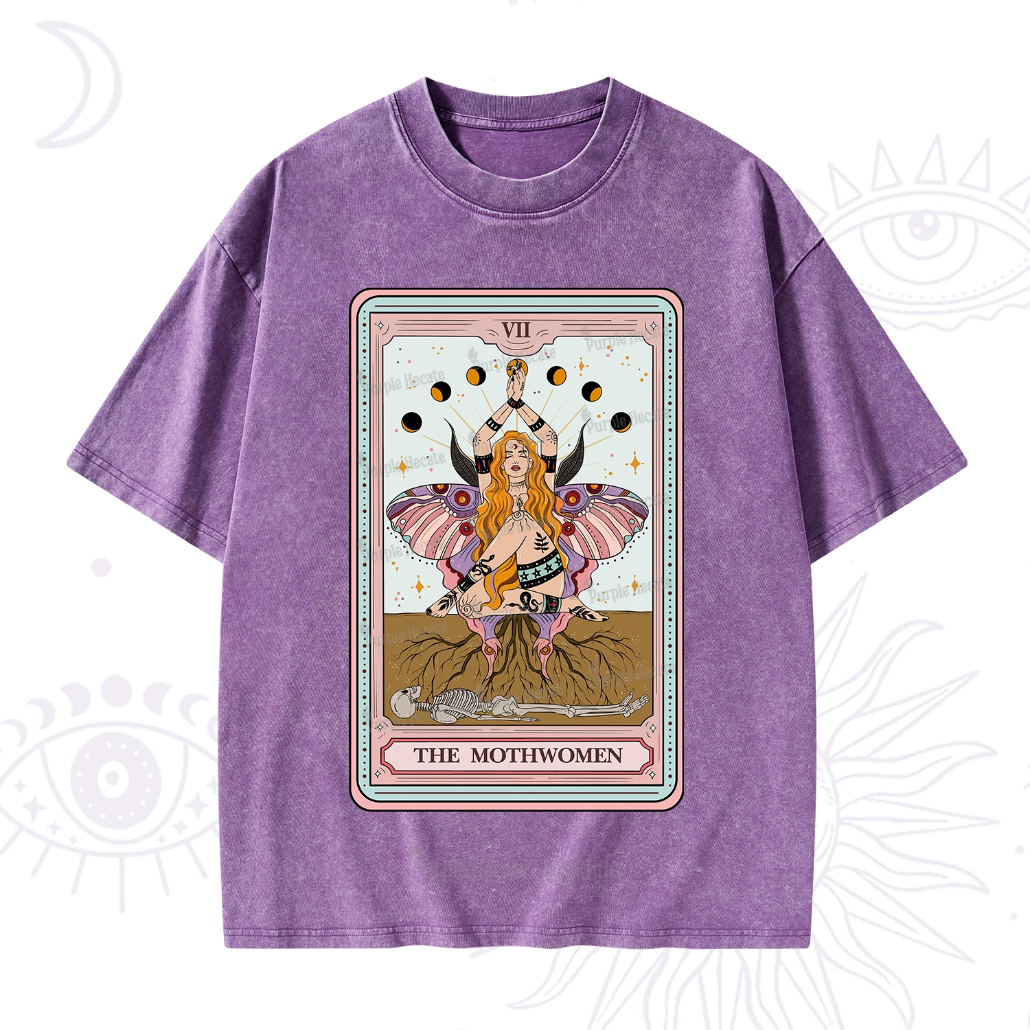 Purplehecate The Mothwomen Tarot Card Washed T-Shirt