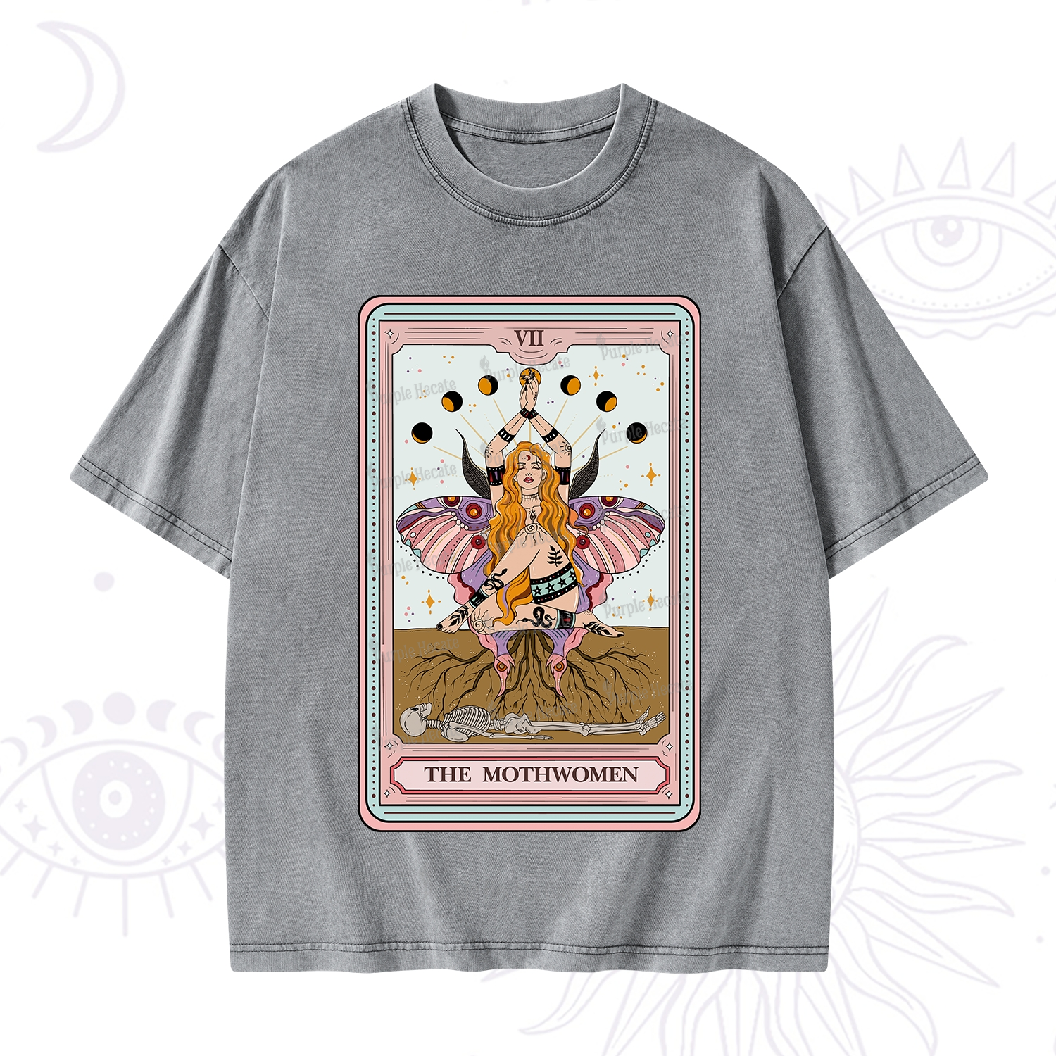Purplehecate The Mothwomen Tarot Card Washed T-Shirt