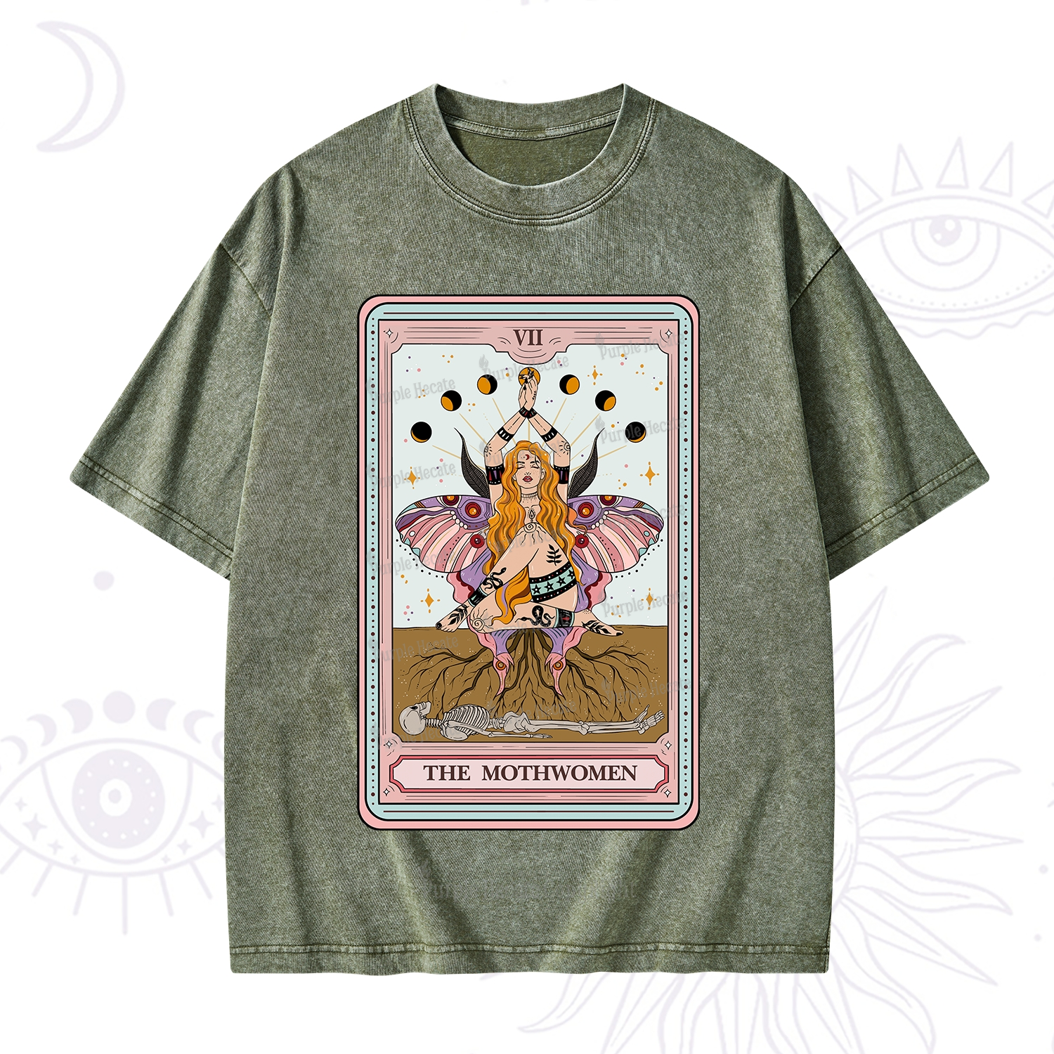 Purplehecate The Mothwomen Tarot Card Washed T-Shirt