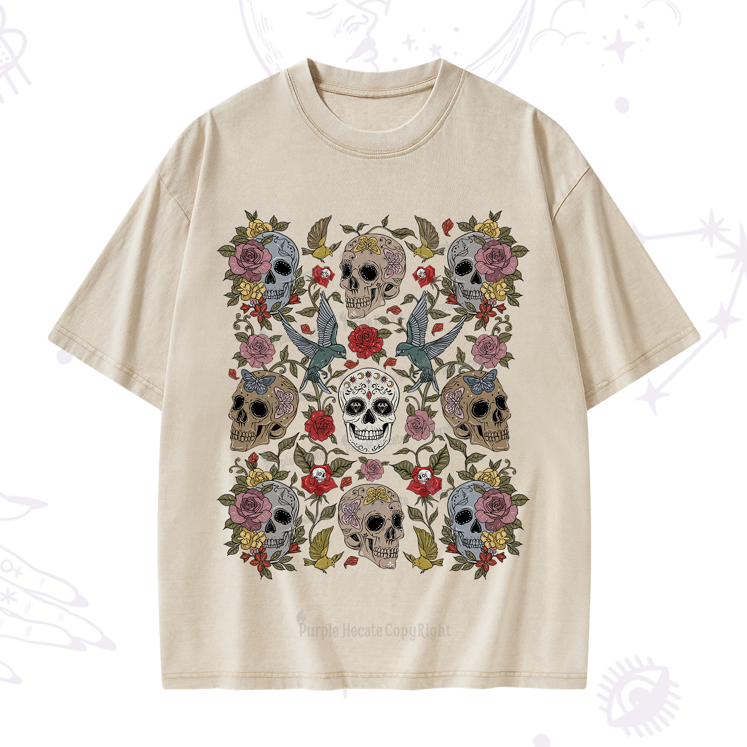 Purplehecate Skull Garden Washed T-Shirt