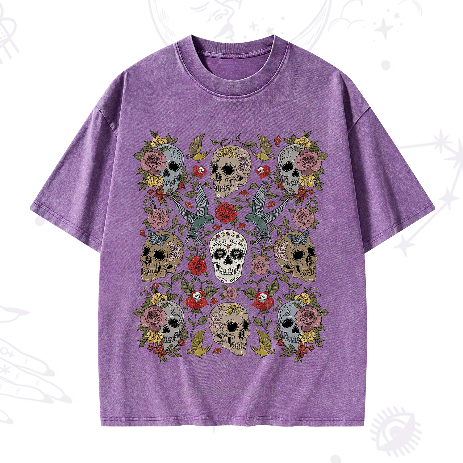 Purplehecate Skull Garden Washed T-Shirt