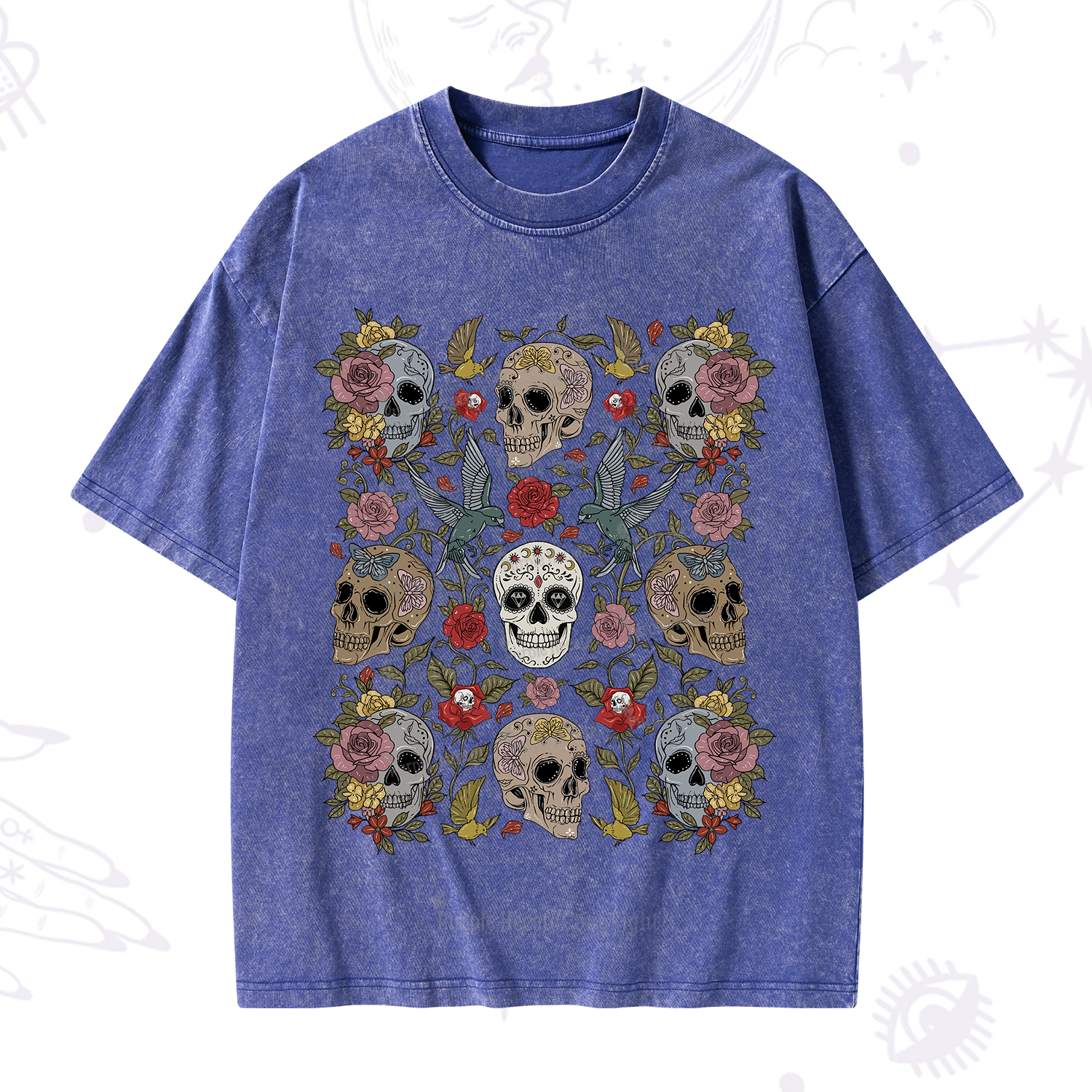 Purplehecate Skull Garden Washed T-Shirt