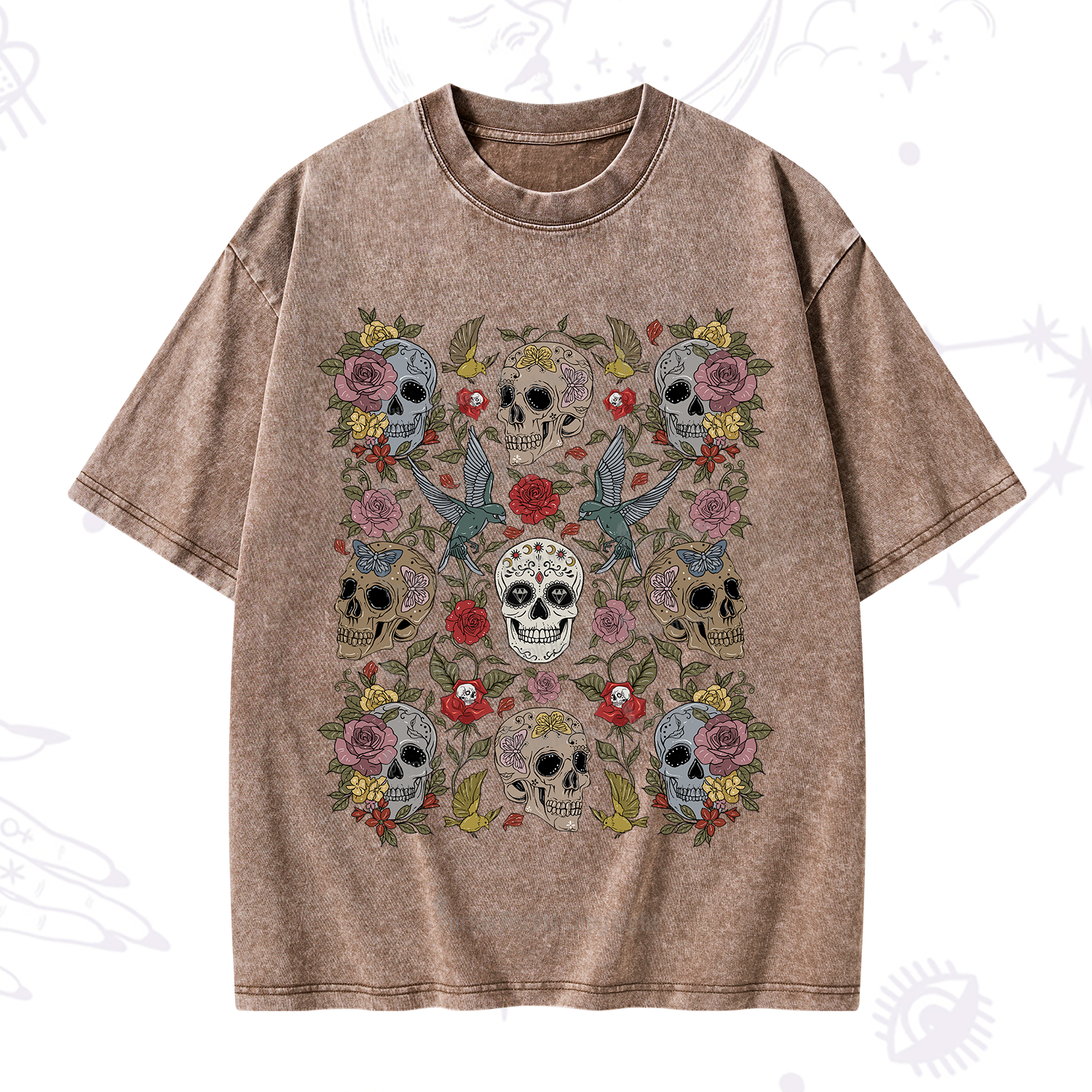 Purplehecate Skull Garden Washed T-Shirt