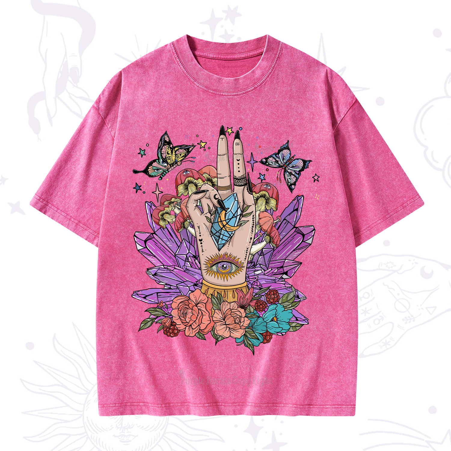 Purplehecate Mystic Crystal Divination Washed T-Shirt