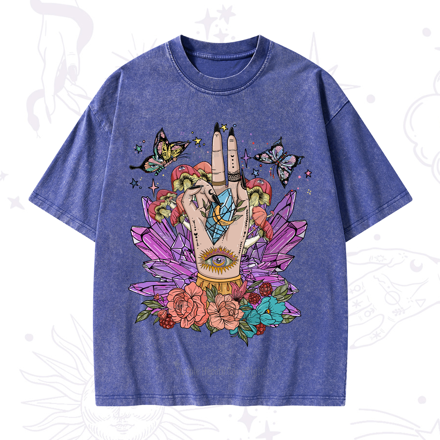 Purplehecate Mystic Crystal Divination Washed T-Shirt