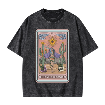 Purplehecate The Perseverance Tarot Card Washed T-Shirt