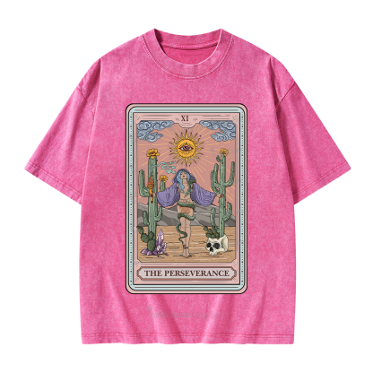 Purplehecate The Perseverance Tarot Card Washed T-Shirt