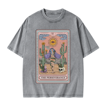Purplehecate The Perseverance Tarot Card Washed T-Shirt
