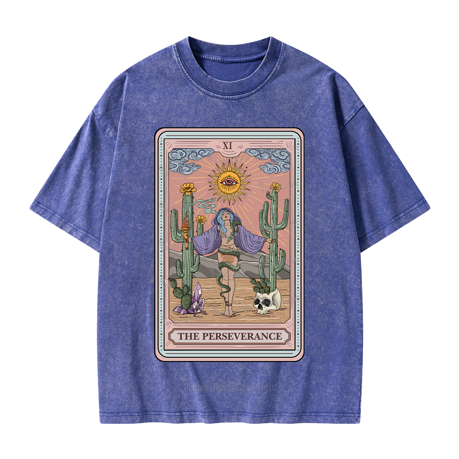 Purplehecate The Perseverance Tarot Card Washed T-Shirt