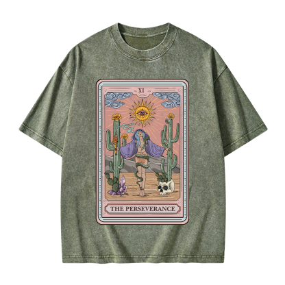 Purplehecate The Perseverance Tarot Card Washed T-Shirt