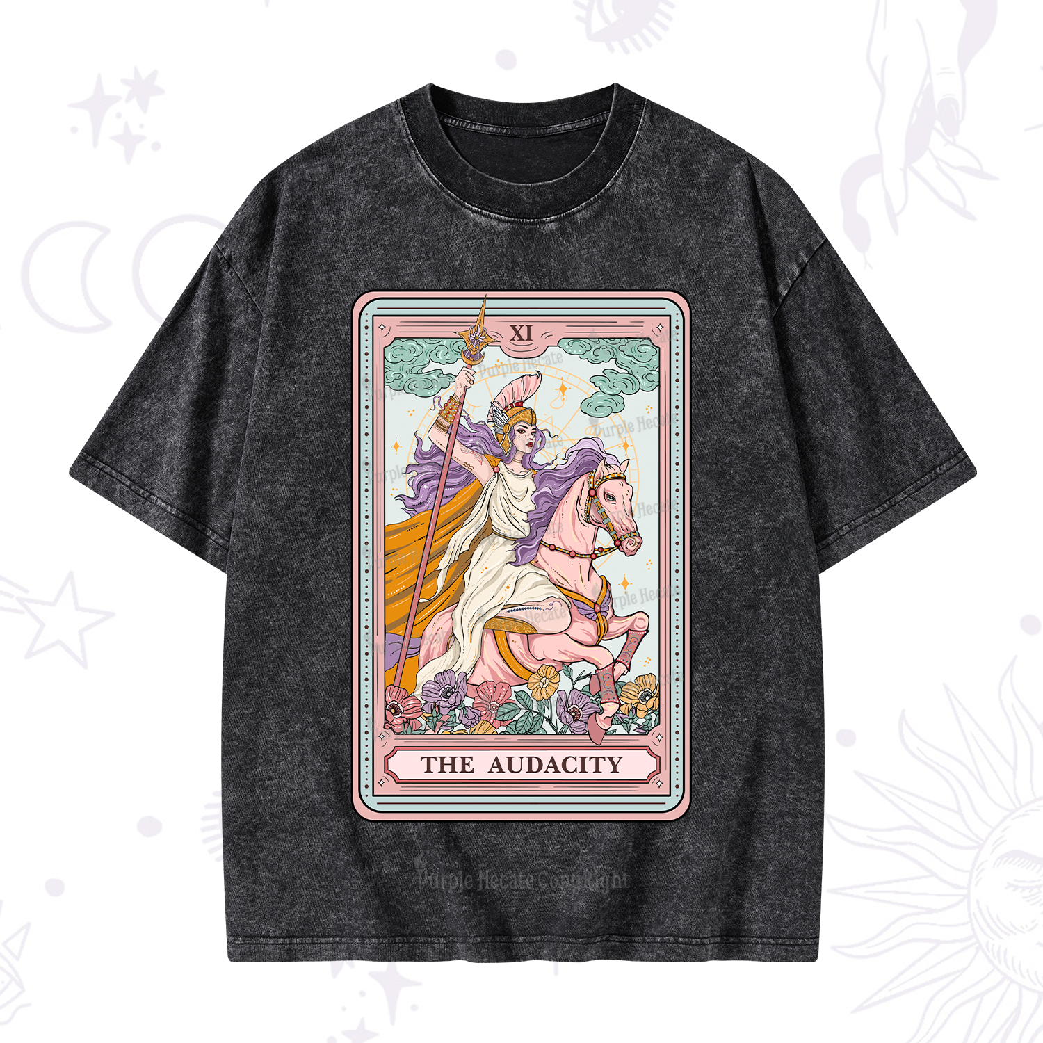 Purplehecate The Audacity Tarot Card Washed T-Shirt