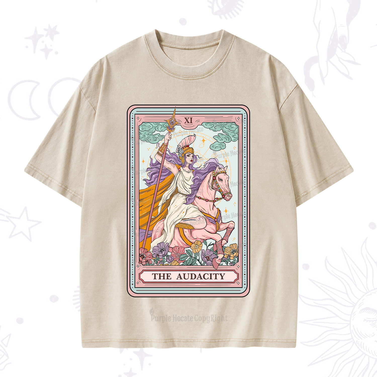 Purplehecate The Audacity Tarot Card Washed T-Shirt