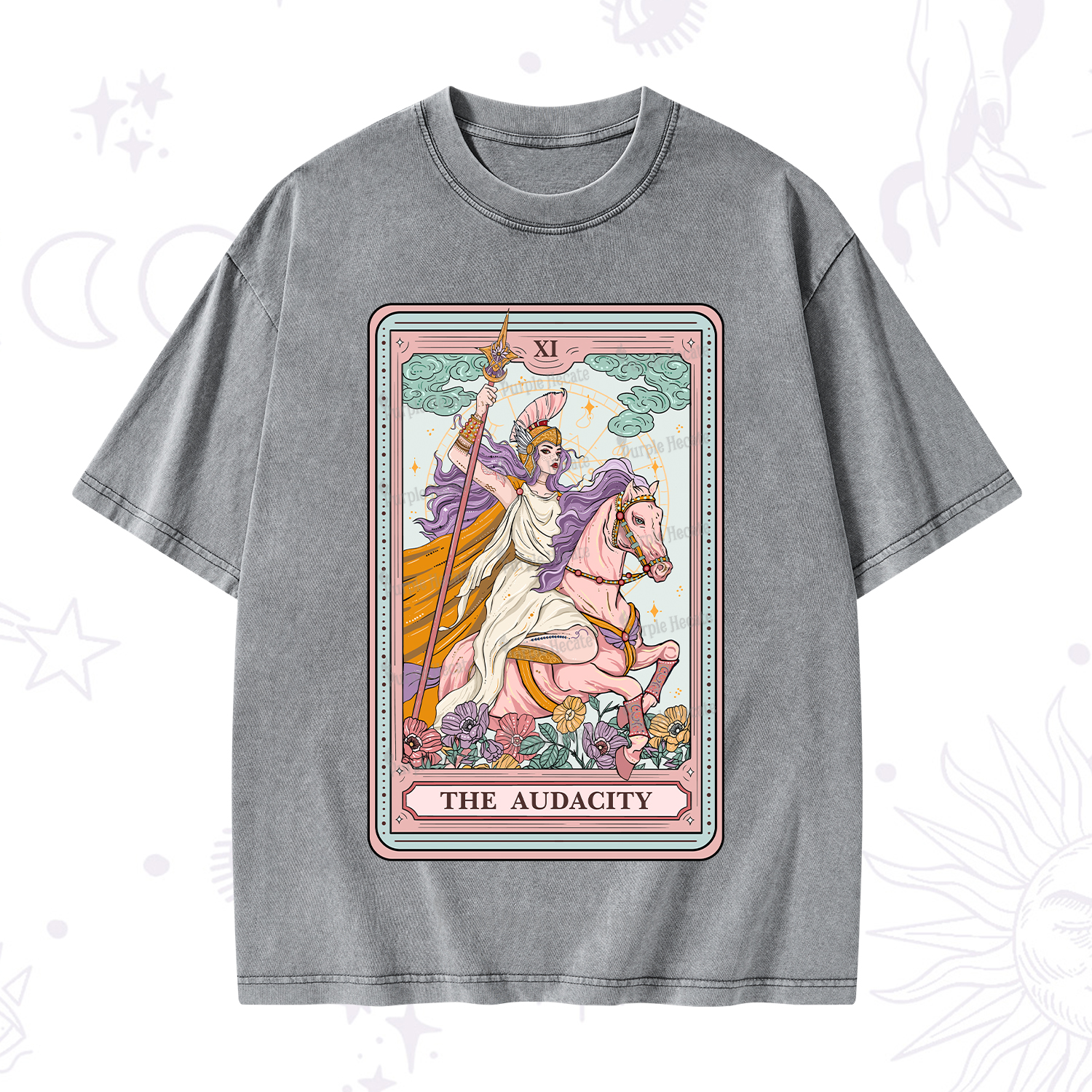 Purplehecate The Audacity Tarot Card Washed T-Shirt