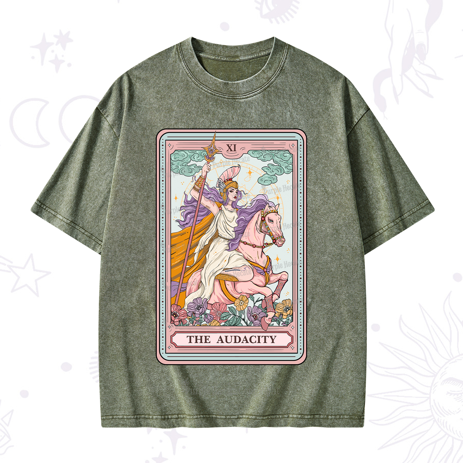 Purplehecate The Audacity Tarot Card Washed T-Shirt