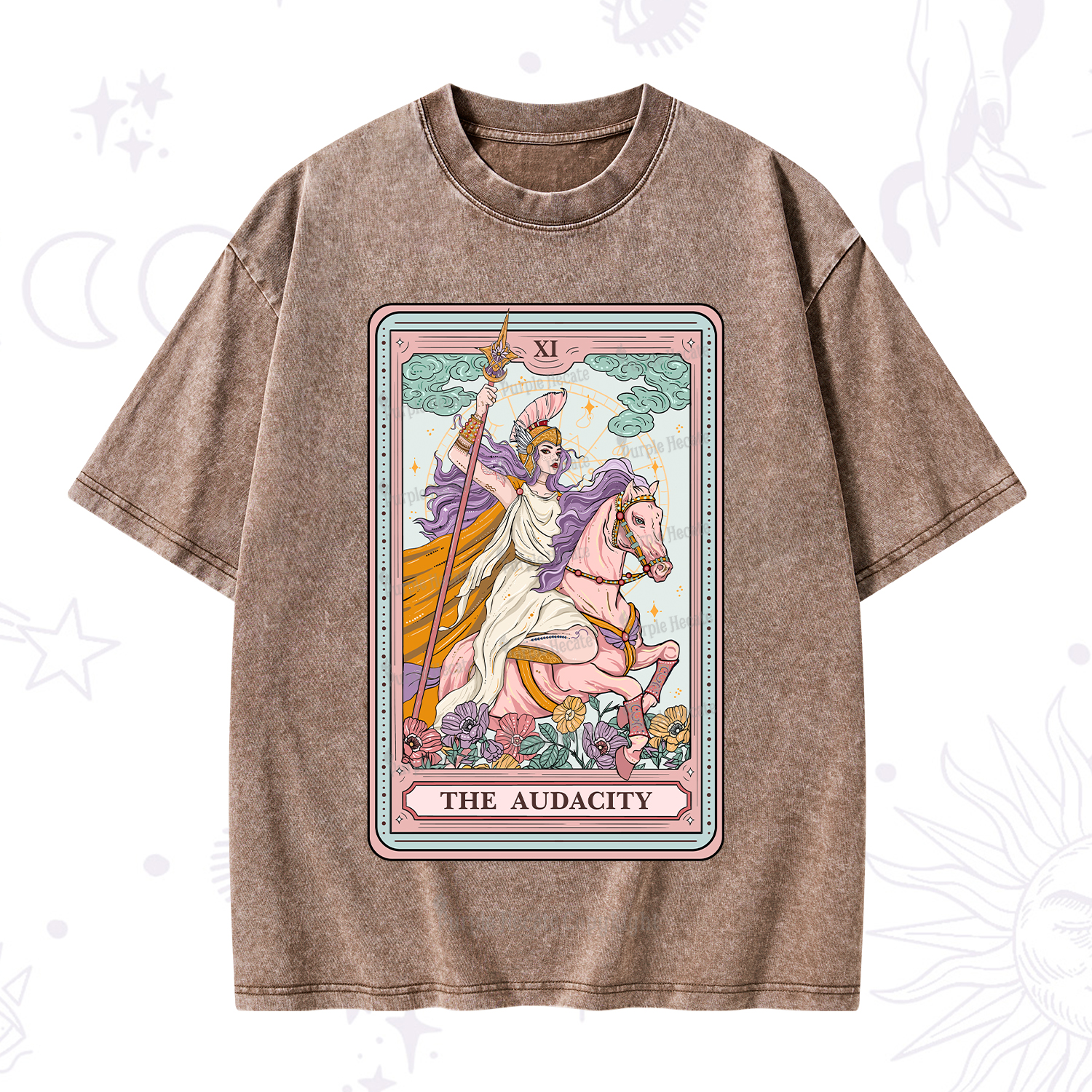 Purplehecate The Audacity Tarot Card Washed T-Shirt