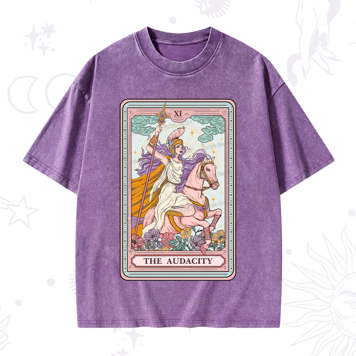 Purplehecate The Audacity Tarot Card Washed T-Shirt