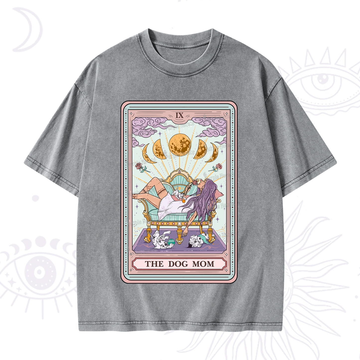 Purplehecate The Dog Mom Tarot Card Washed T-Shirt