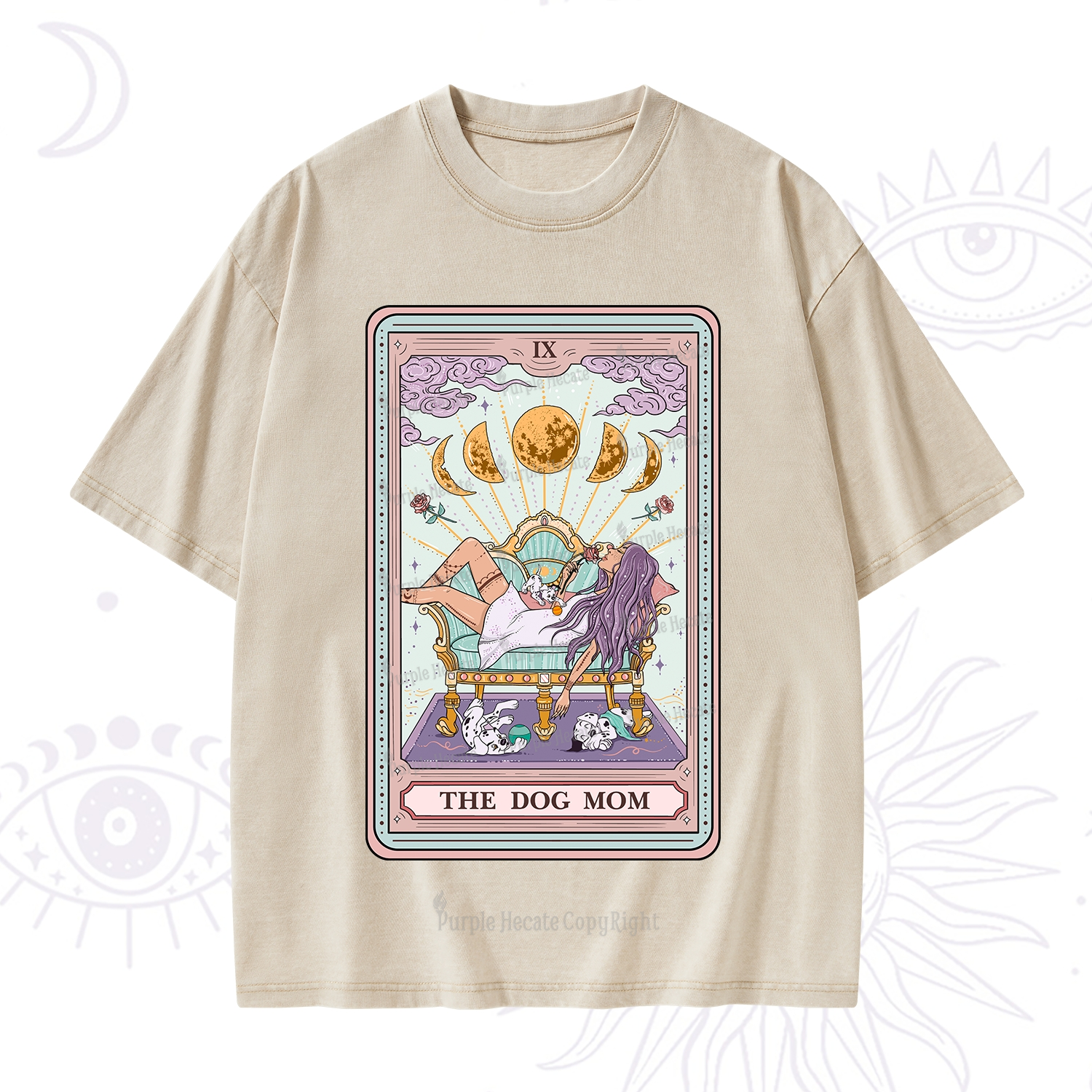 Purplehecate The Dog Mom Tarot Card Washed T-Shirt