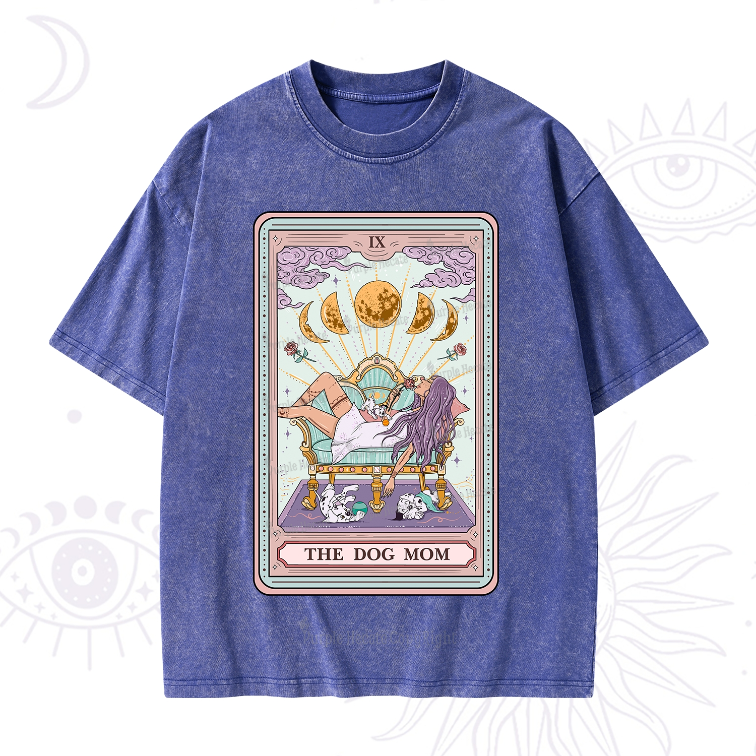 Purplehecate The Dog Mom Tarot Card Washed T-Shirt