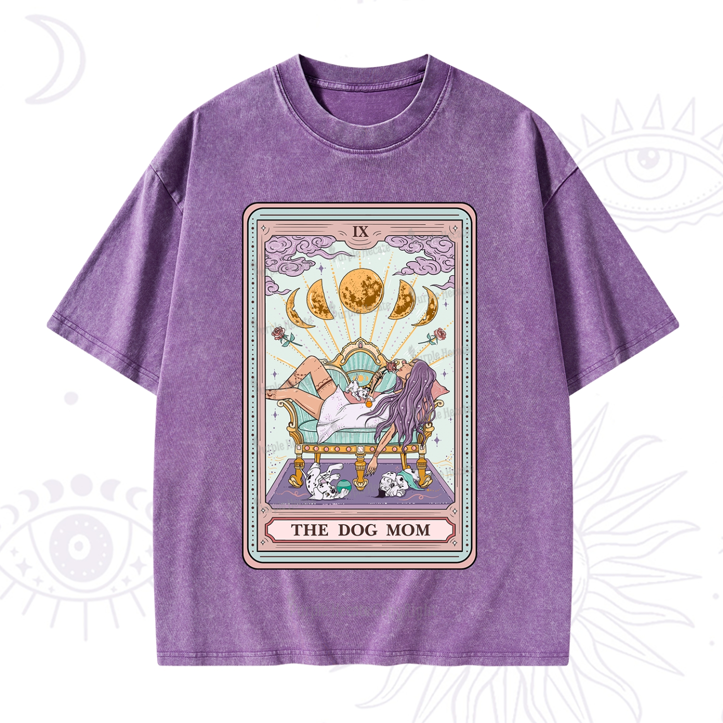 Purplehecate The Dog Mom Tarot Card Washed T-Shirt