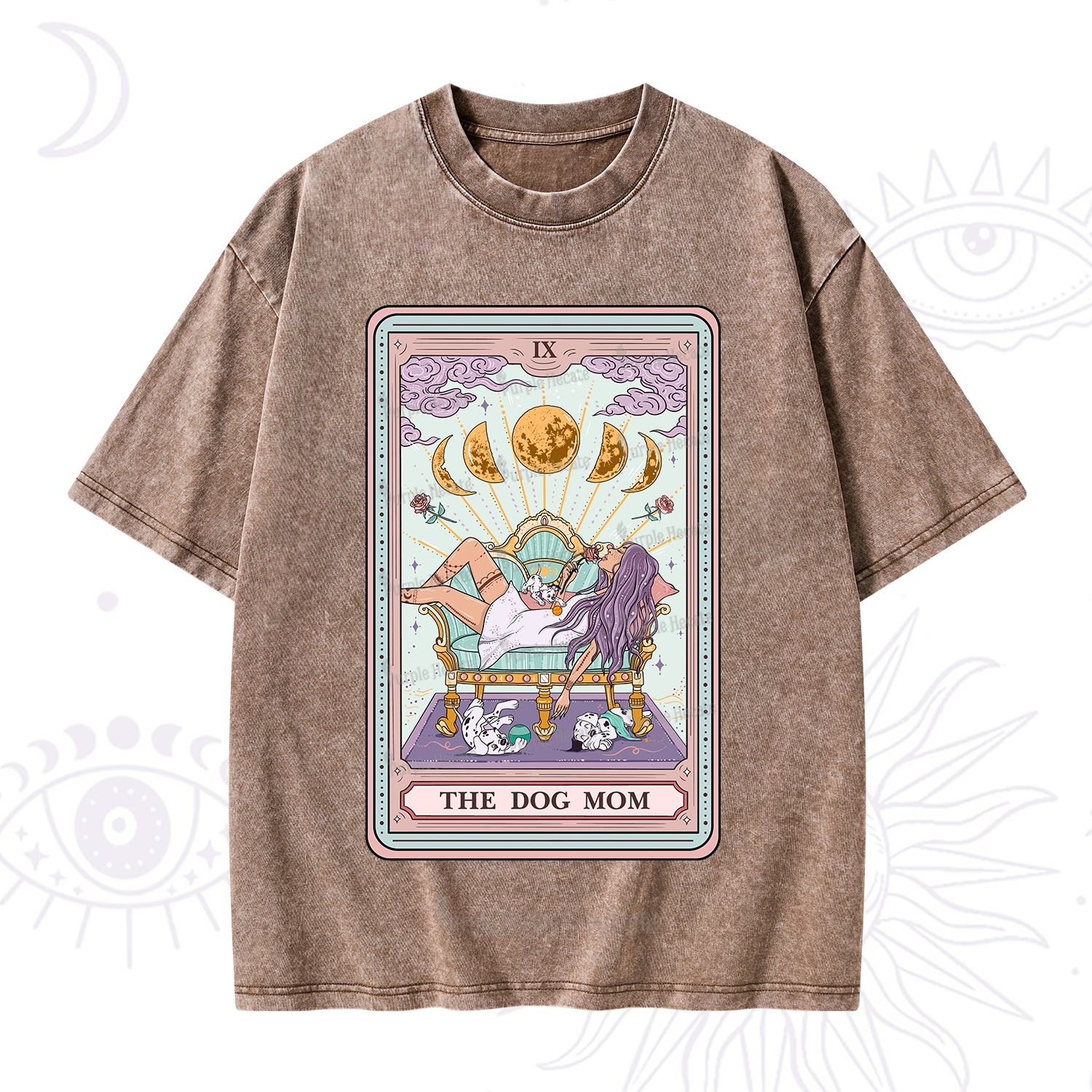 Purplehecate The Dog Mom Tarot Card Washed T-Shirt