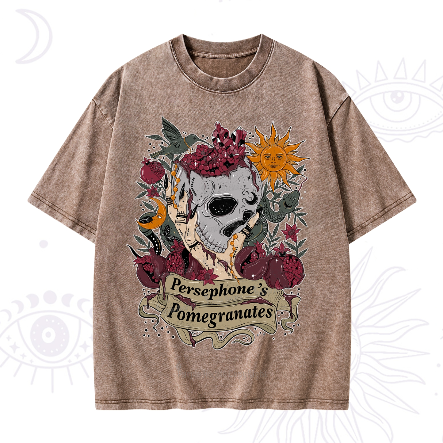 Purplehecate Persephone's Pomegranates Washed T-Shirt