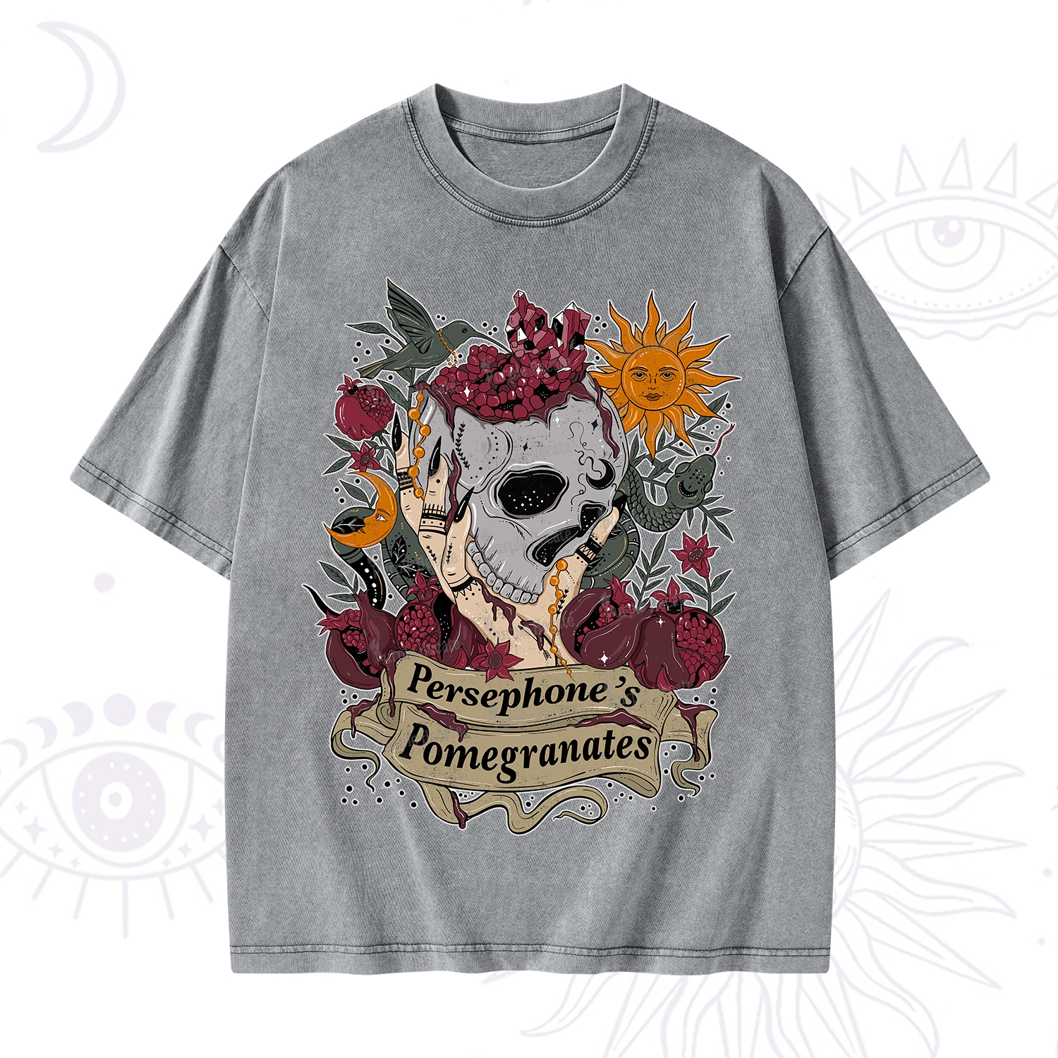 Purplehecate Persephone's Pomegranates Washed T-Shirt