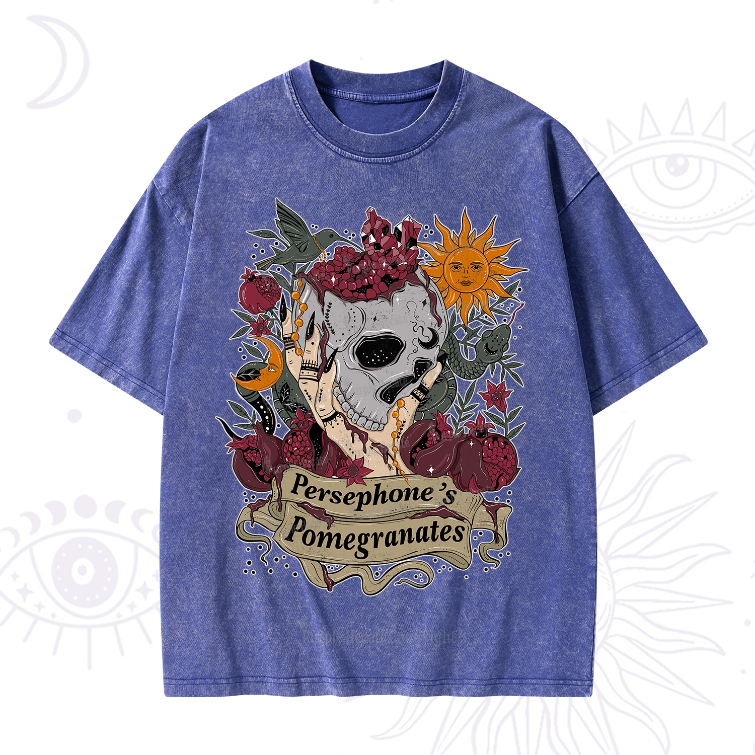 Purplehecate Persephone's Pomegranates Washed T-Shirt