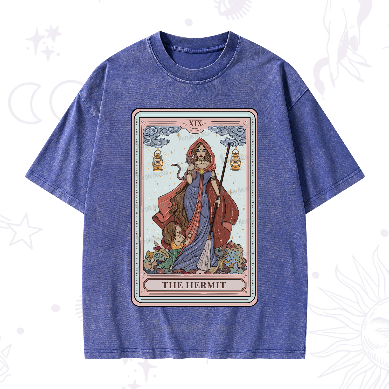 Purplehecate The Hermit Tarot Card Washed T-Shirt
