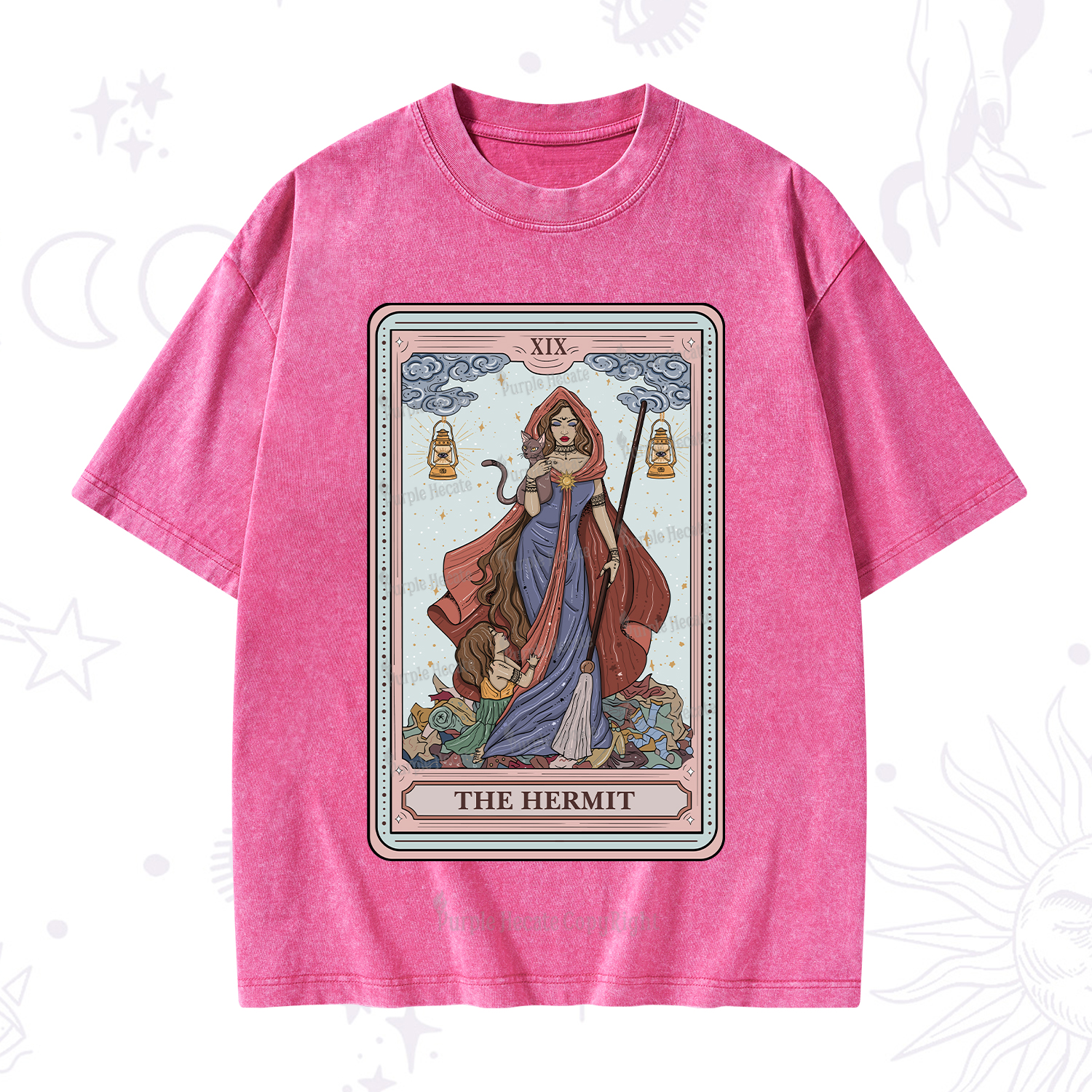 Purplehecate The Hermit Tarot Card Washed T-Shirt