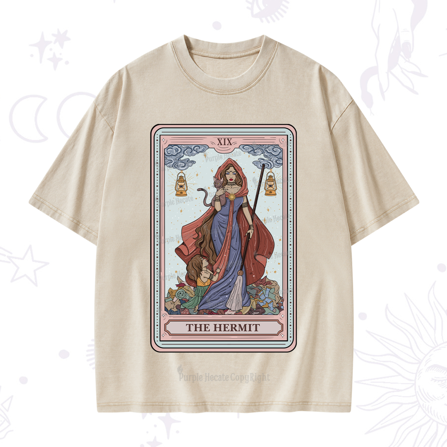 Purplehecate The Hermit Tarot Card Washed T-Shirt