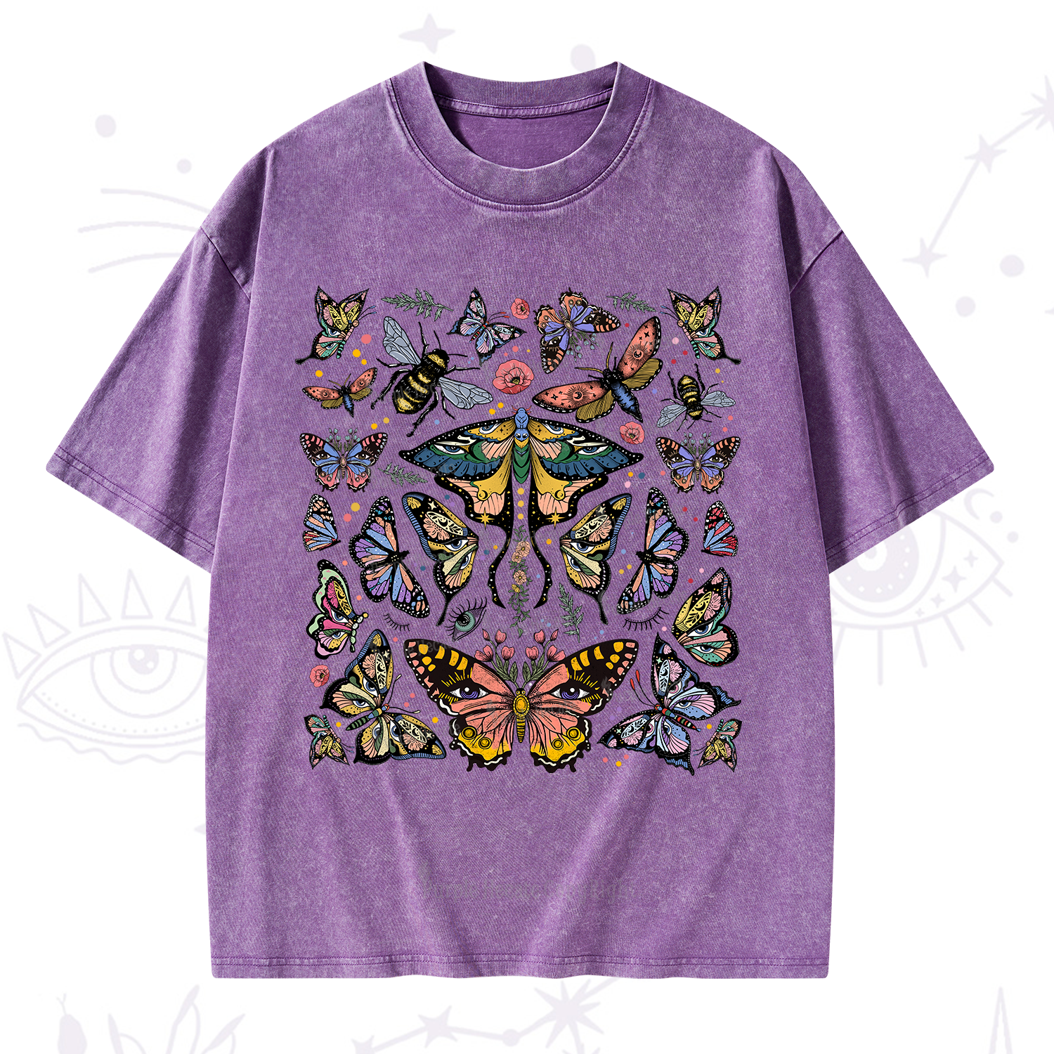 Purplehecate Mystical Butterfly & Moth Washed T-Shirt