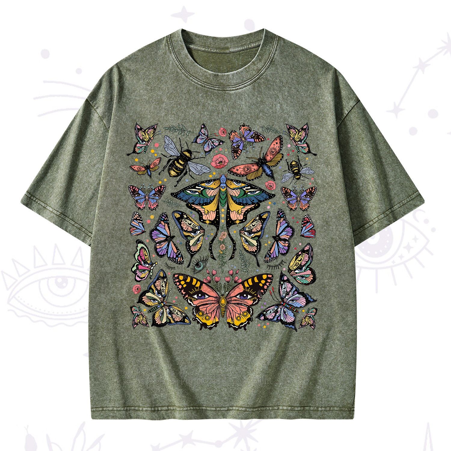 Purplehecate Mystical Butterfly & Moth Washed T-Shirt