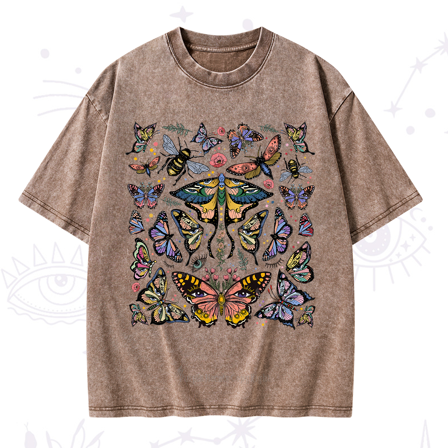 Purplehecate Mystical Butterfly & Moth Washed T-Shirt