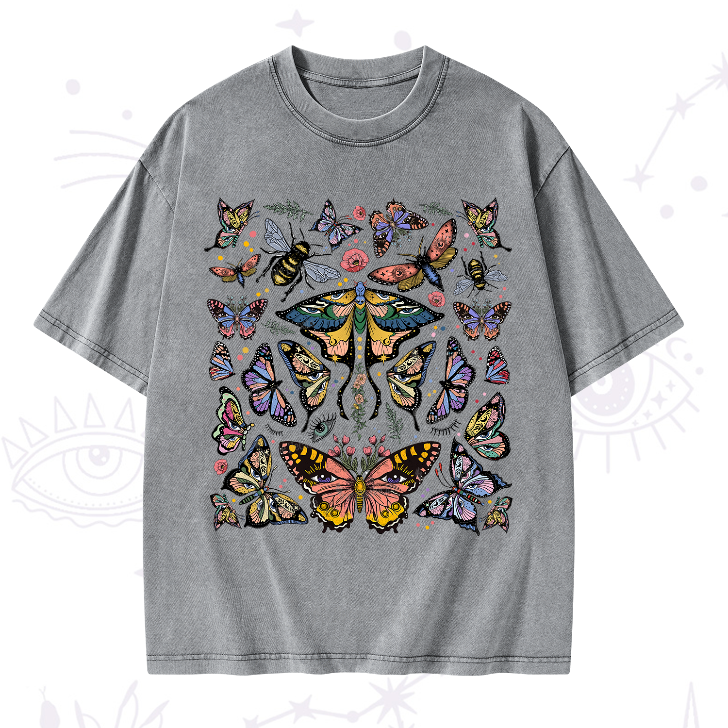 Purplehecate Mystical Butterfly & Moth Washed T-Shirt